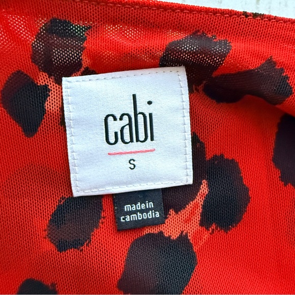 CAbi | Red Leopard Print Long Sleeve Wrap Dress - Picture 3 of 5